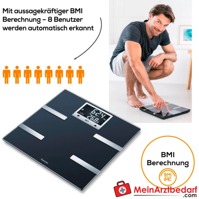 Beurer BF 720 Körperanalysewaage Bluetooth BIA 180 kg LCD 8 Nutzer
