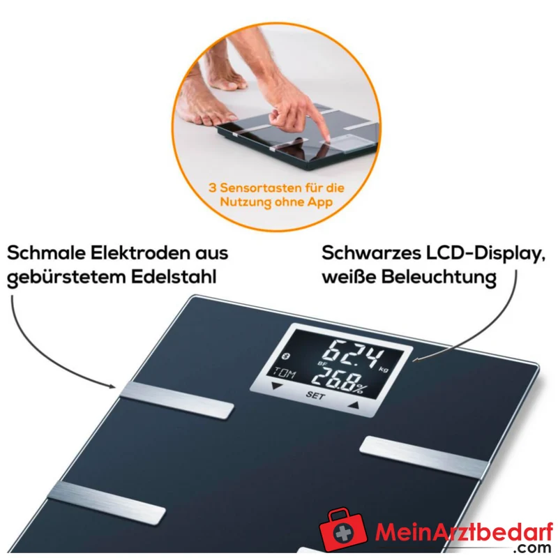 Beurer BF 720 Körperanalysewaage Bluetooth BIA 180 kg LCD 8 Nutzer