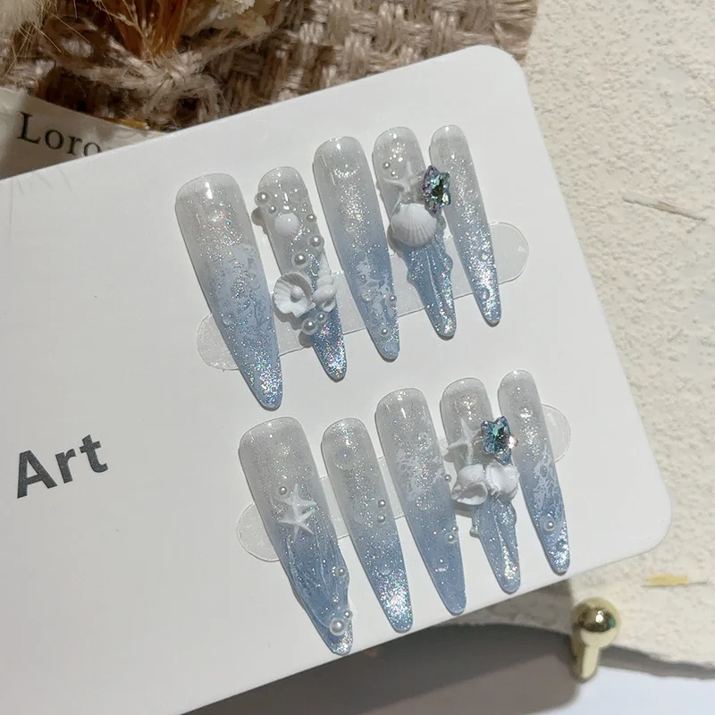 Küsten-Themen Dekorative Press-On Nail Art Set