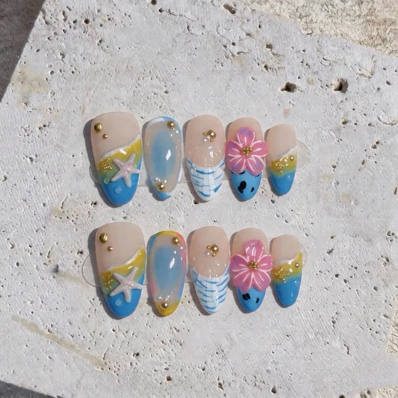 Küstenparadies-Thema Press-on-Nagelset