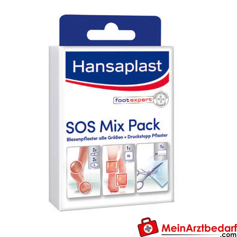 Hansaplast SOS Mix Pack Hydrokolloid-Blasenpflaster 5 Stück inkl. Druckstopp