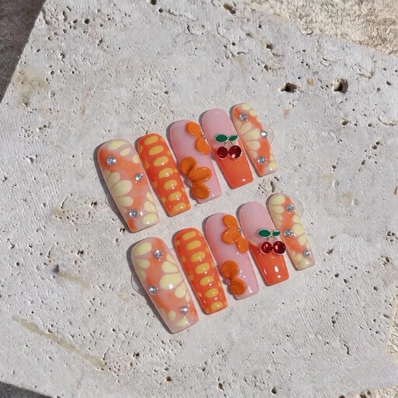 Künstlerisches 3D-Blumen-Press-On-Nagelset