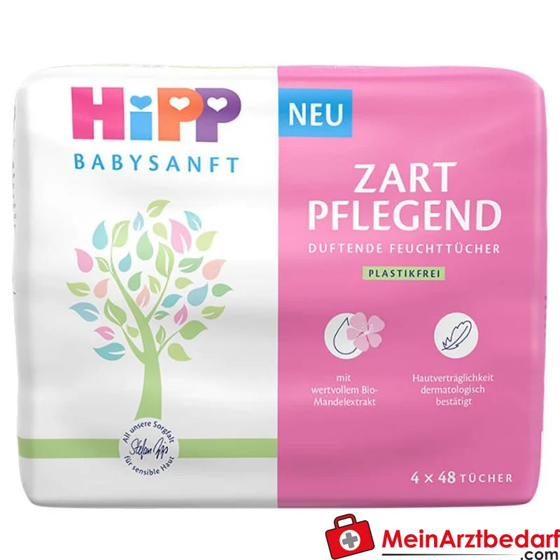 HiPP Babysanft Feuchttücher Zart pflegend 4x48 Stück, dermatologisch getestet
