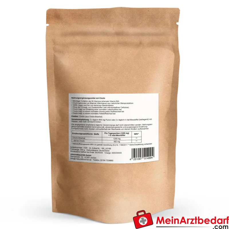 Cholin-Bitartrat Pulver 300 g, vegan