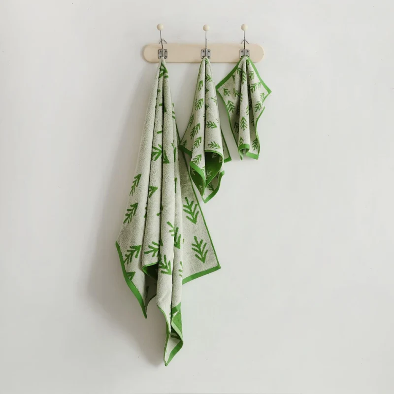 Dreiteiliges Frottier-Handtuchset Duschtuch Handtuch Gästetuch mit Blattjacquard