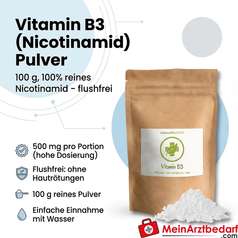 Nicotinamid (Vitamin B3) 500 mg Pulver flushfrei 100 g