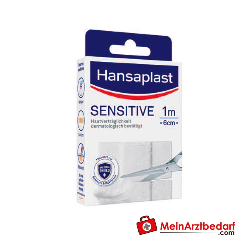 Hansaplast Sensitive Pflaster für empfindliche Haut, hypoallergen, flexible Strips und zuschneidbare Meterware