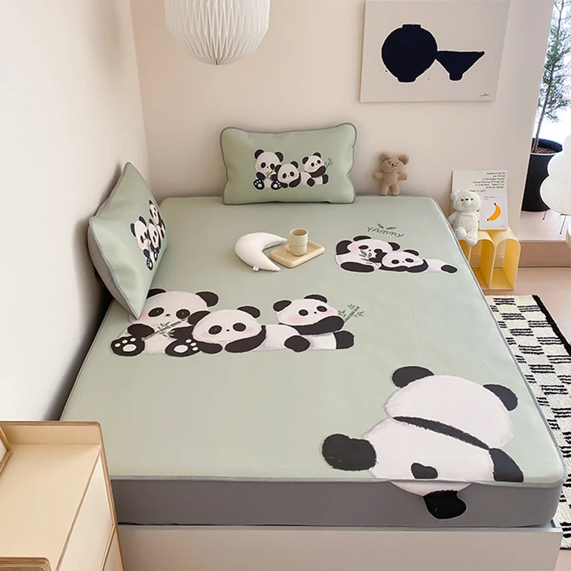 Kinder-Bettwaren-Set mit Monster-Print, Spannbettlaken und Zierkissen aus weicher Mikrofaser