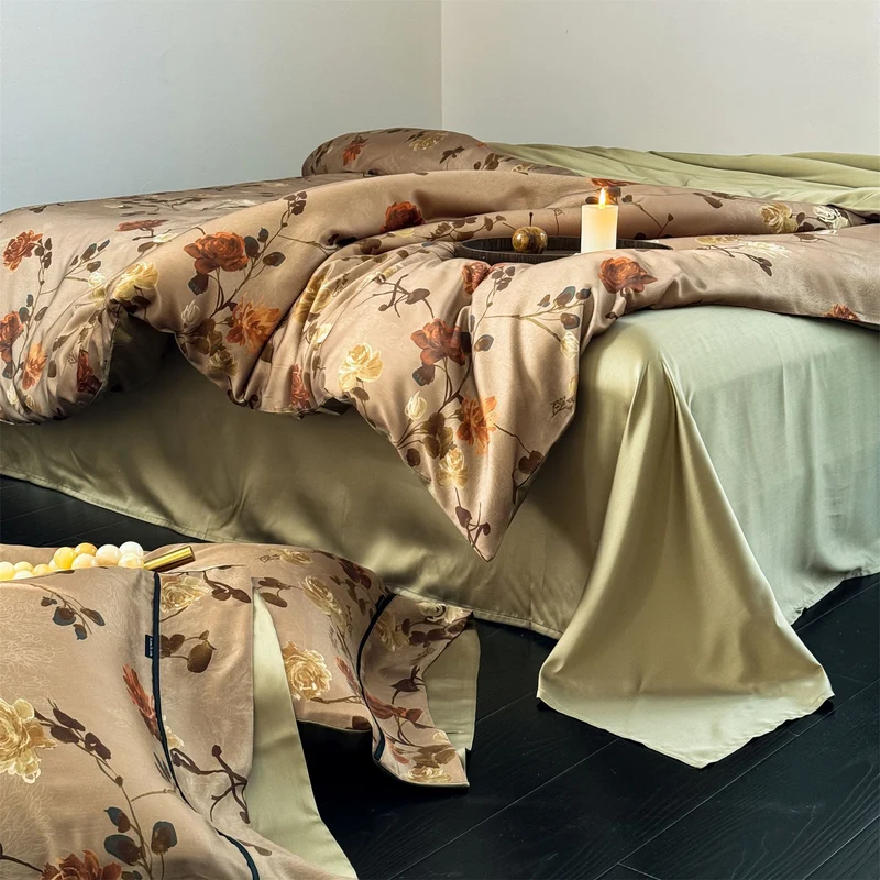 Designer-Bettwäscheset im Toile-Stil mit Volant und seidig-mattem Baumwollsatin