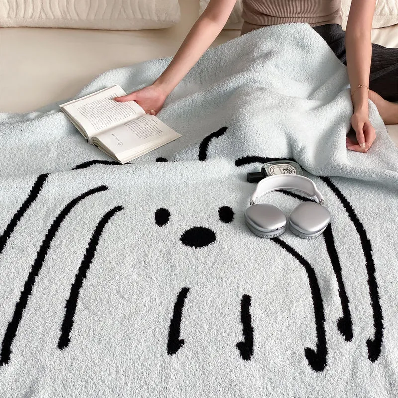 Wendbare Kuscheldecke aus Frottee mit dekorativem Hundemotiv