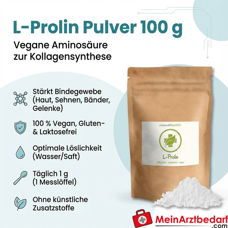 L-Prolin Pulver 100 g Aminosäure Kollagenbildung vegan