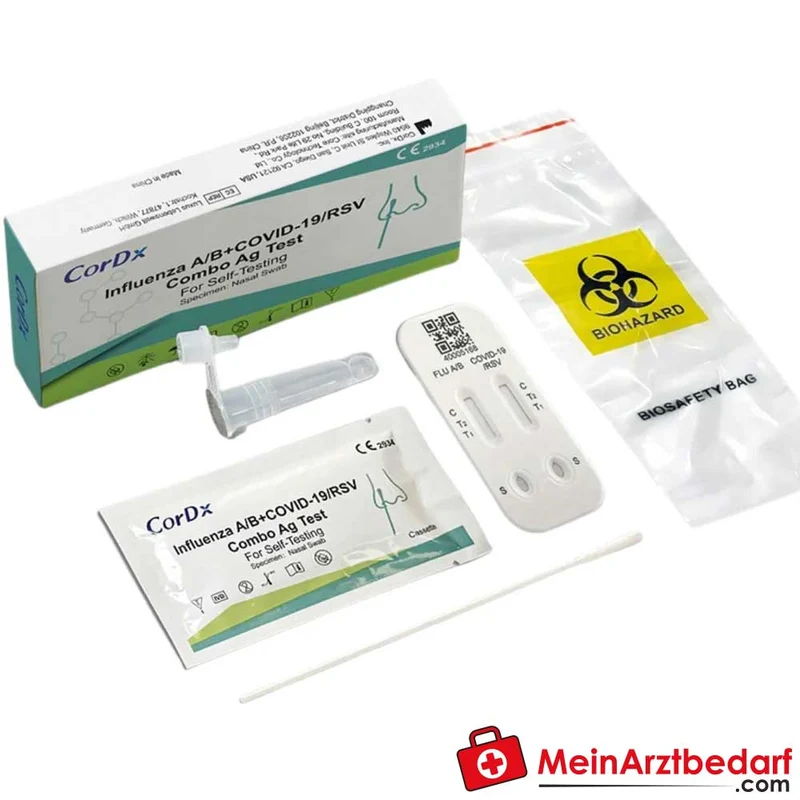 CorDx Influenza A/B, SARS-CoV-2 & RSV Kombi-Selbsttest, 1 Stück