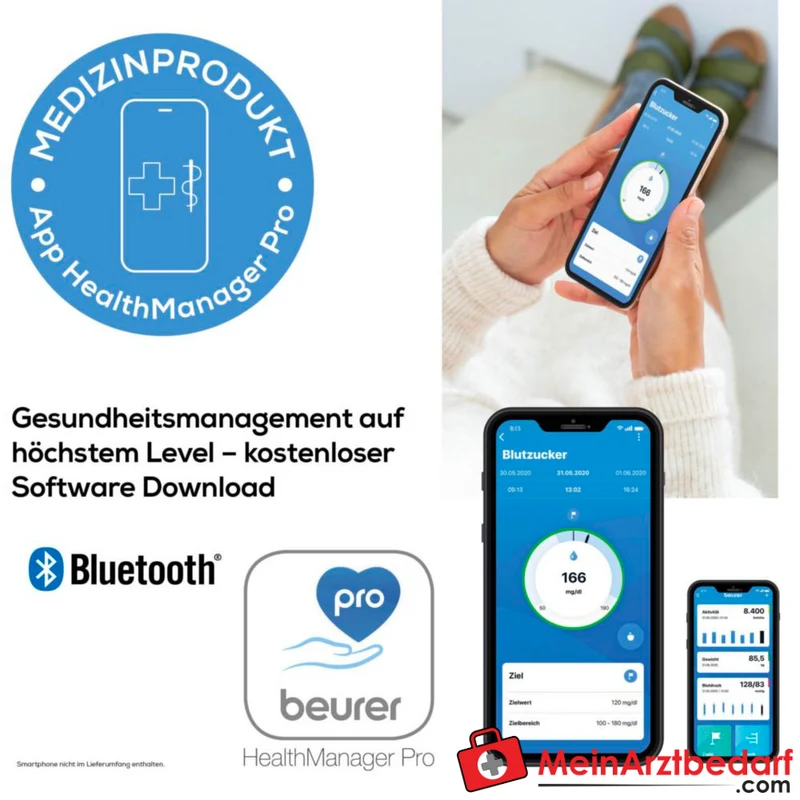 Beurer GL 49 Blutzuckermessgerät Bluetooth und USB 0,5 µl 900 Speicher Keton-Warnung