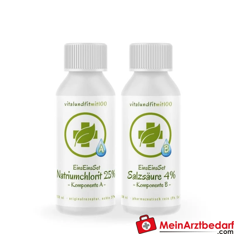 EinsEinsSet Trinkwasserdesinfektion Natriumchlorit 25% + Säure 100 ml