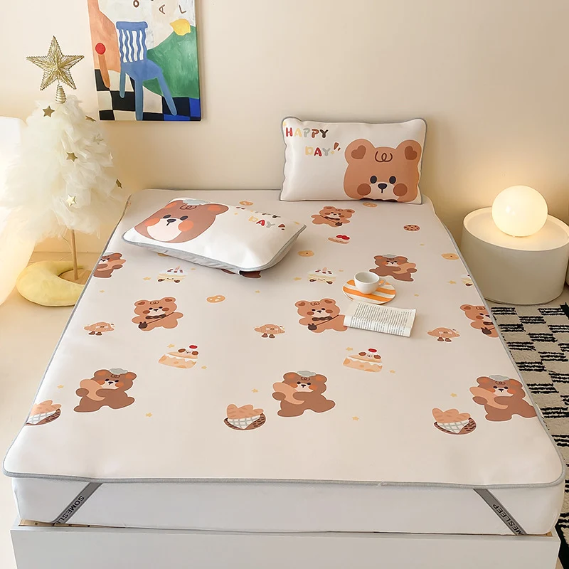 Kinder-Matratzenschoner-Topper mit rutschfester Unterseite und niedlichem Bären-Print