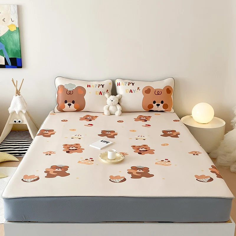 Kinder-Matratzenschoner-Topper mit rutschfester Unterseite und niedlichem Bären-Print