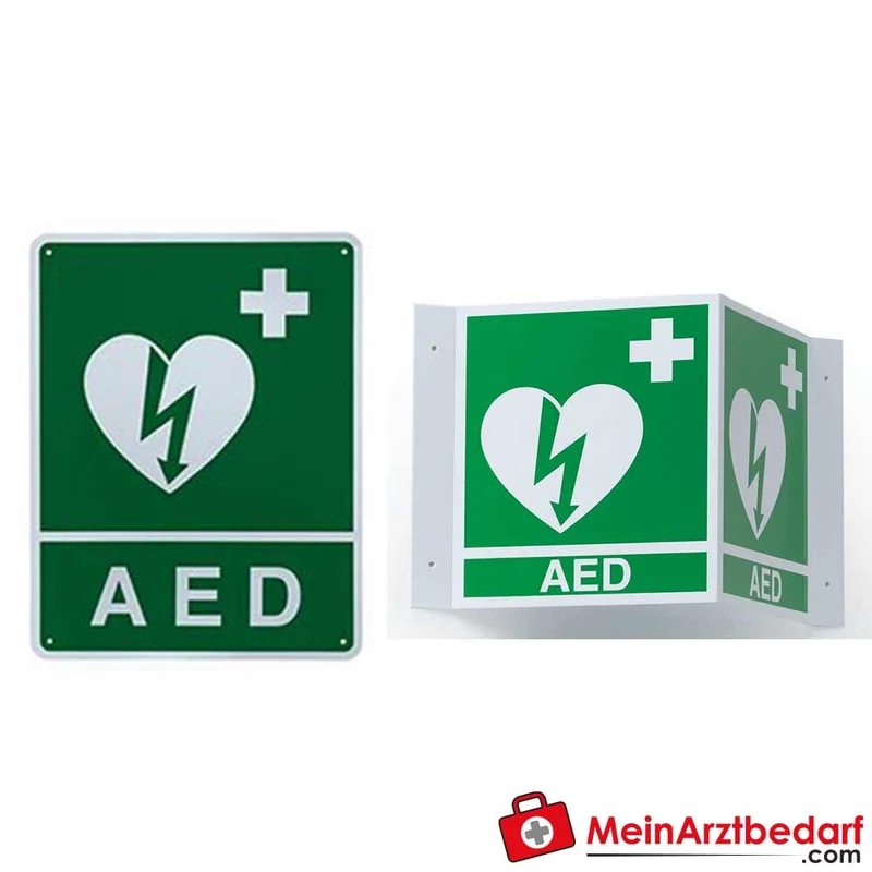 ZOLL AED-Wandschild ILCOR-Symbol 3D/2D, Wandkennzeichnung für Defibrillator