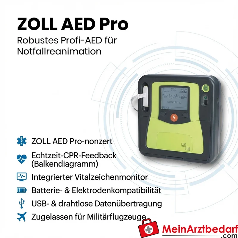 ZOLL AED Pro Defibrillator mit Echtzeit-CPR-Feedback und Vitalmonitor