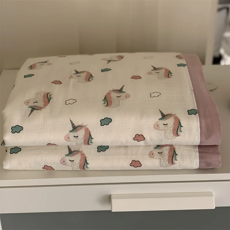Weiche Mull-Babydecke mit Teddy-Design und doppellagiger Gaze