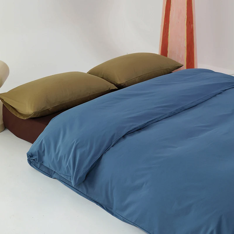 Premium-Baumwollsatin-Duvetbezug-Set mit Spannbetttuch und Kissenbezügen