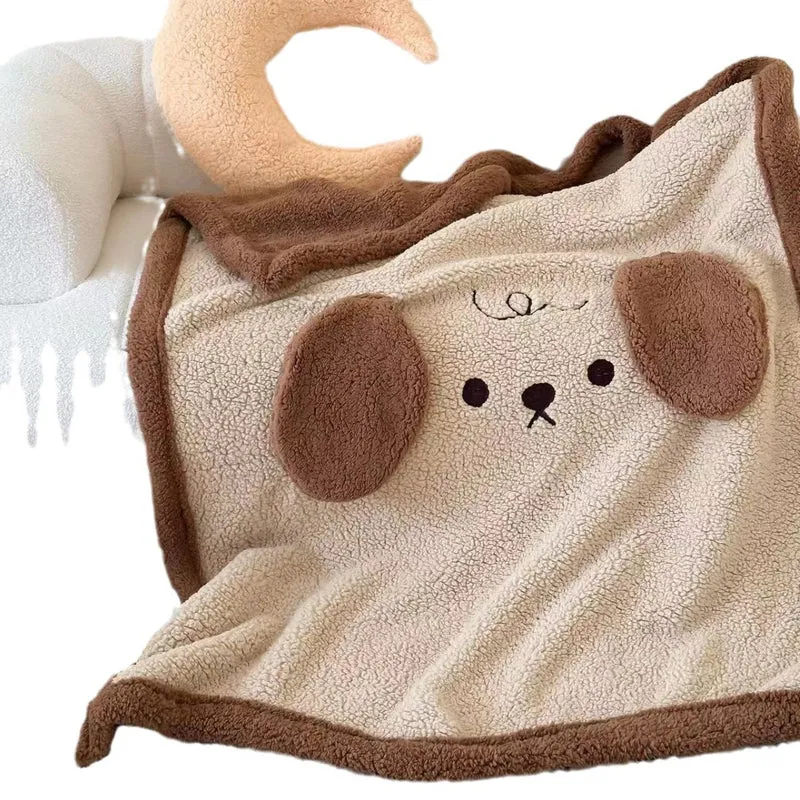 Kuschelige Sherpa-Kinderdecke mit appliziertem Wolkenmotiv und Teddy-Futter