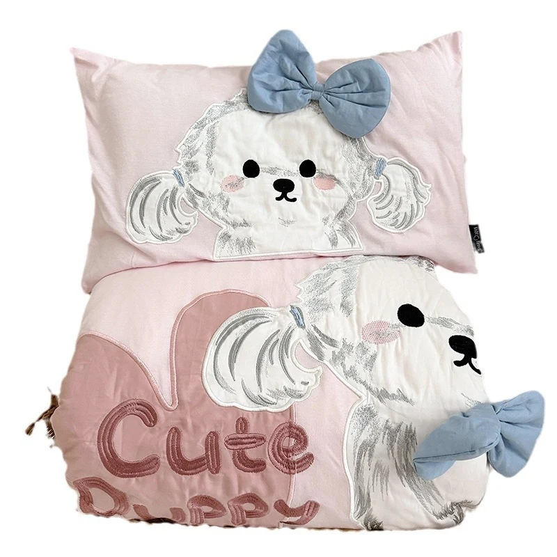 Kinder-Gitterbett-Bettwäsche-Set mit appliziertem Löwenmotiv und atmungsaktivem Baumwoll-Musselin