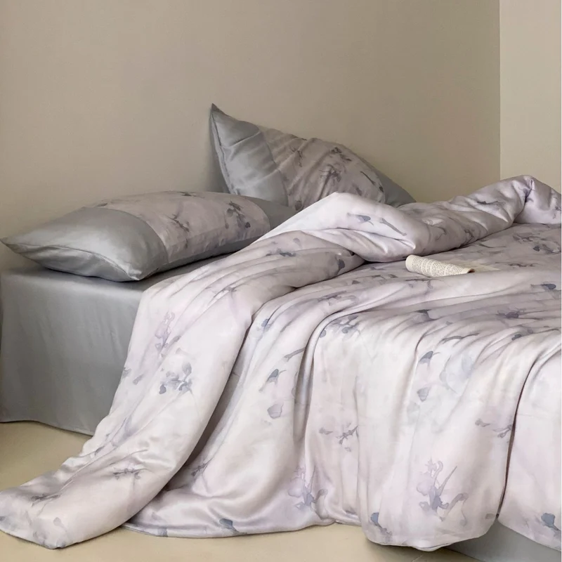 Bettwäsche-Garnitur aus Baumwollsatin mit floralem Vintage-Print