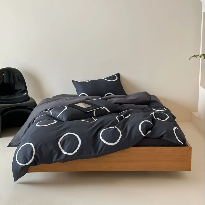 Bettbezug-Set aus Baumwollsatin mit Boho-Ethno-Muster und Wendefunktion