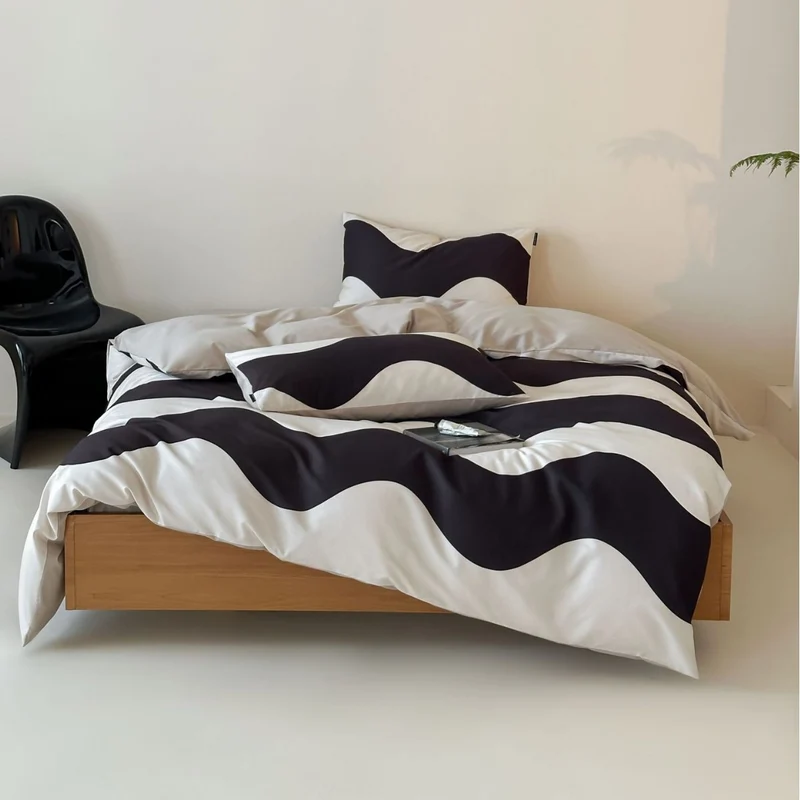 Bettbezug-Set aus Baumwollsatin mit Boho-Ethno-Muster und Wendefunktion