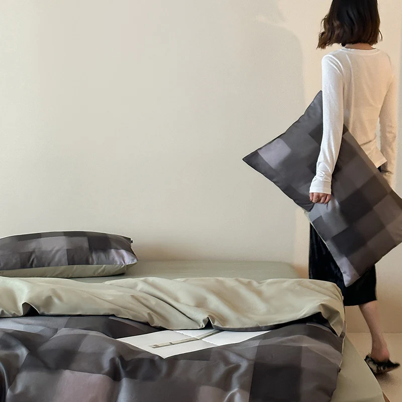 Bettbezug-Set aus Baumwollsatin mit Boho-Ethno-Muster und Wendefunktion