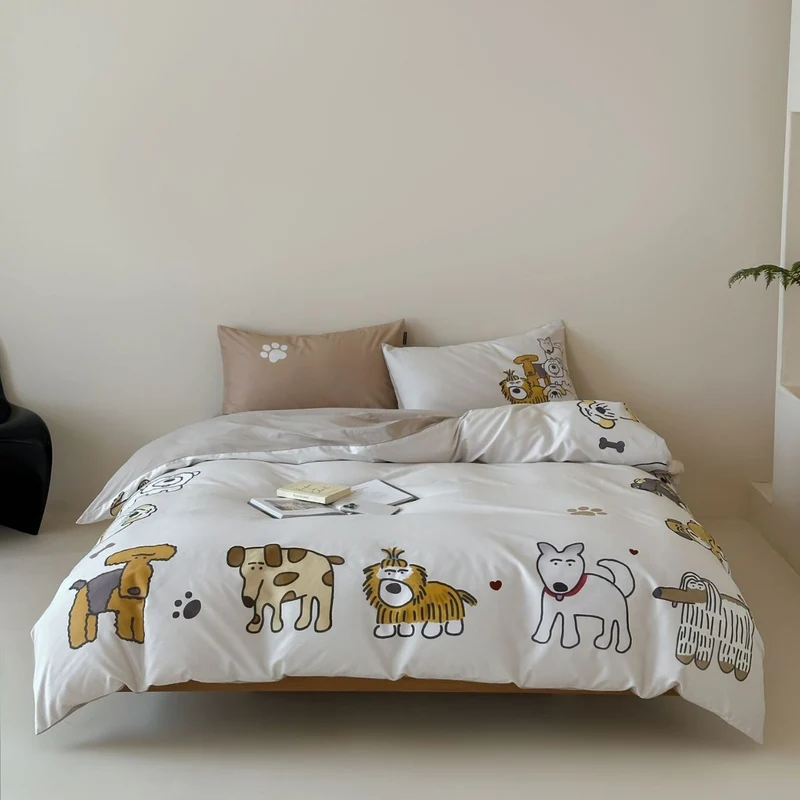 Bettbezug-Set aus Baumwollsatin mit Boho-Ethno-Muster und Wendefunktion