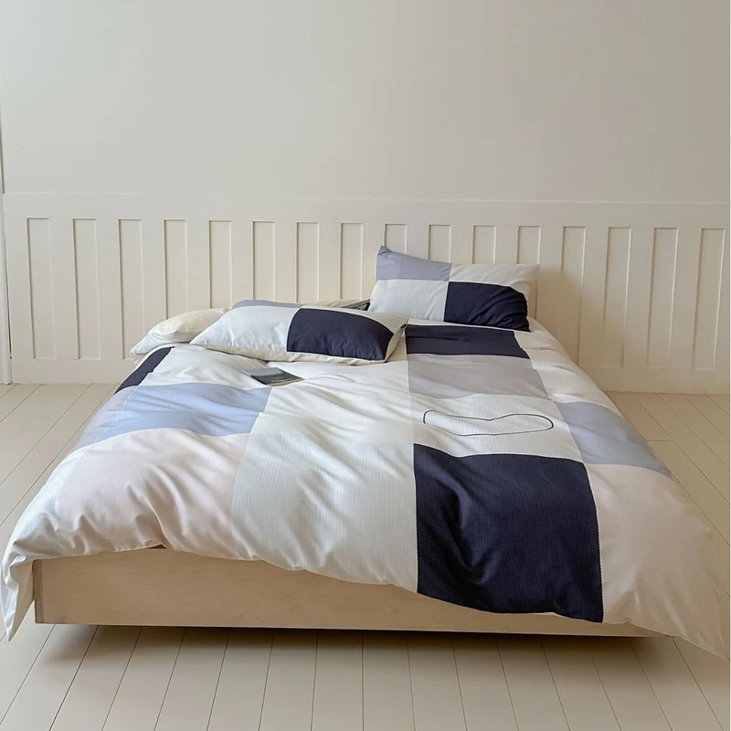 Bettbezug-Set aus Baumwollsatin mit Boho-Ethno-Muster und Wendefunktion
