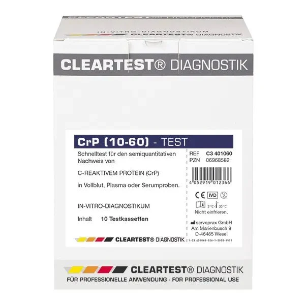 Cleartest CrP HS (10/60) High Sensitive Cut Off: 10mg/l Reference: 60mg/l Pack: 10 Teste | Packung (10 Tests)
