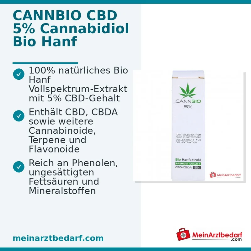 CANNBIO CBD 5% Cannabidiol Bio Hanf Vollextrakt Tropfen, 10 ml