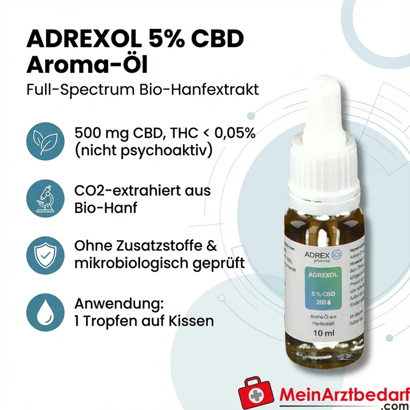 Adrexol CBD 5% Cannabidiol Aroma-Öl Tropfen, 10 ml