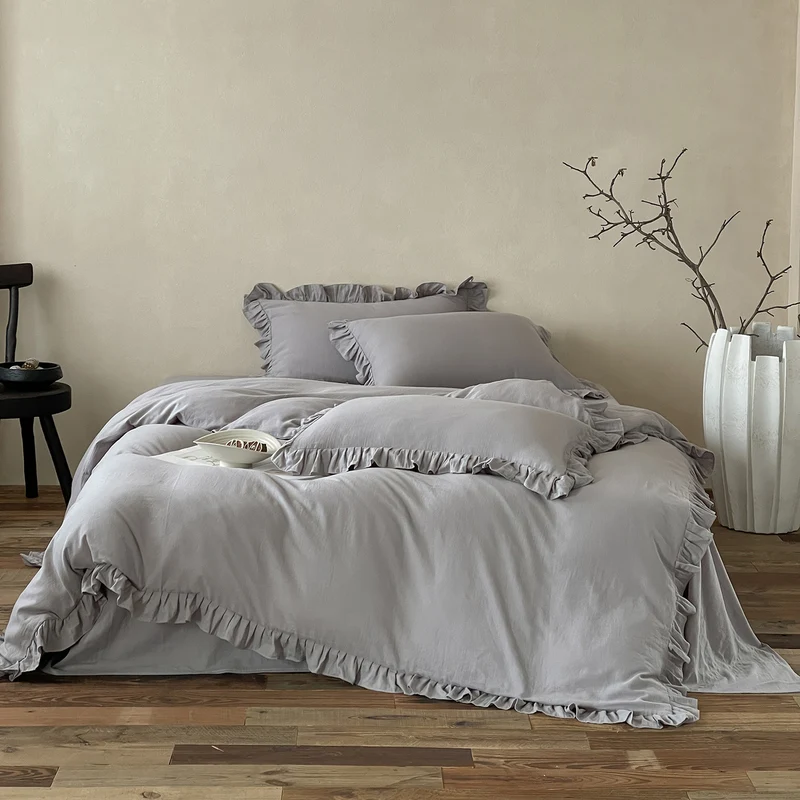 Elegantes Baumwoll-Bettwäsche-Set mit Volant und weichem Percale-Finish