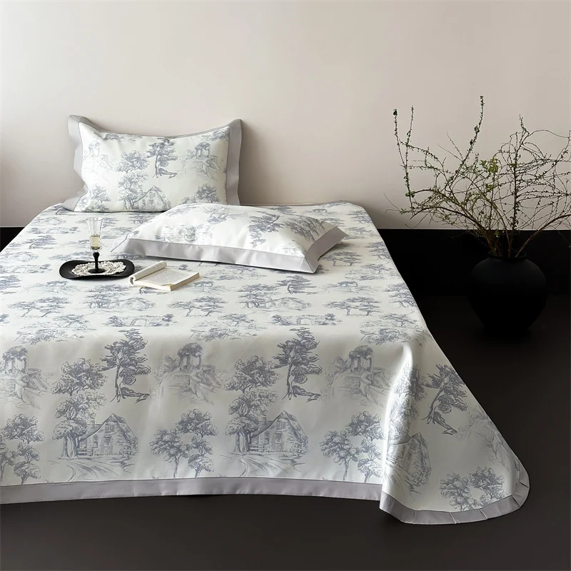 Bettwäschegarnitur aus feinem Baumwollsatin mit klassischem Toile-de-Jouy-Print und satiniertem Saum