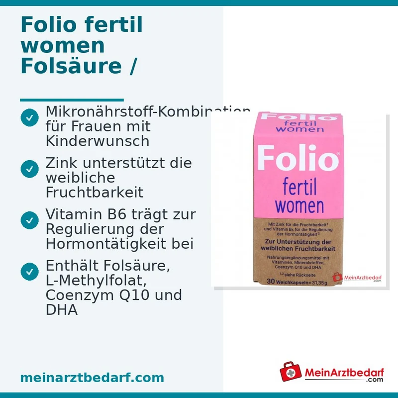 Folio fertil women Weichkapseln 35 mg Coenzym Q10, 0,45 mg Folsäure, 30 St.