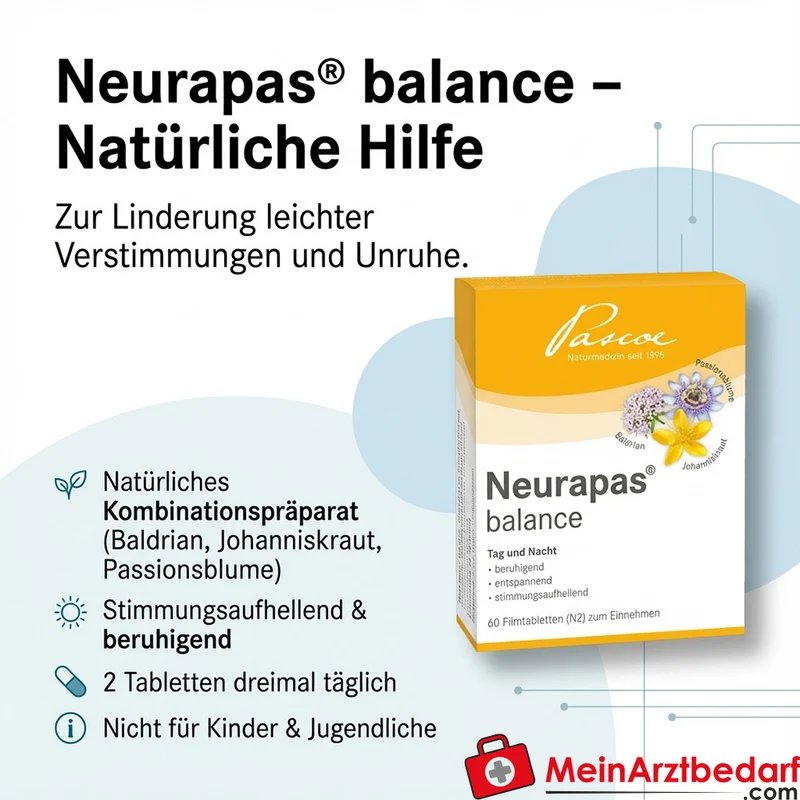 Neurapas balance Tabletten mit Baldrian, Johanniskraut und Passionsblume Packung, 5x100 Stk.