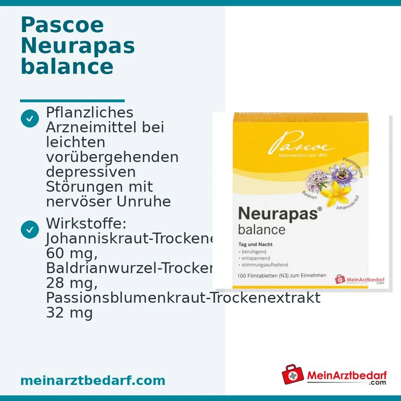 Neurapas balance Tabletten mit Baldrian, Johanniskraut und Passionsblume Packung, 5x100 Stk.