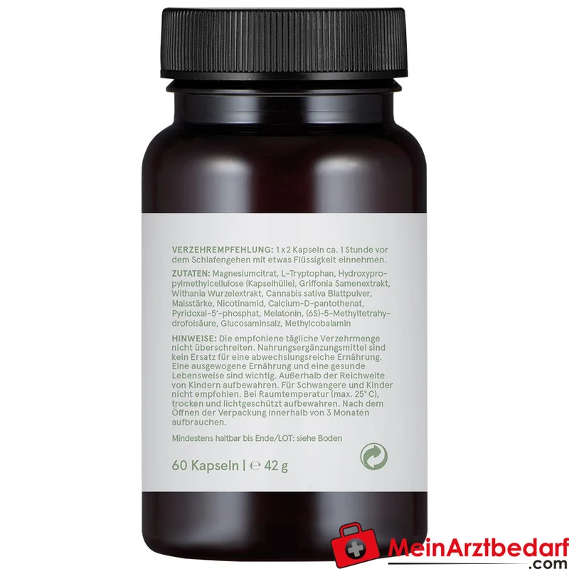 CBD VITAL Hanf Schlaf-Formel Melatonin 1 mg + L‑Tryptophan 250 mg Kapseln 60 Stück