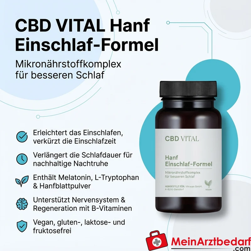 CBD VITAL Hanf Schlaf-Formel Melatonin 1 mg + L‑Tryptophan 250 mg Kapseln 60 Stück