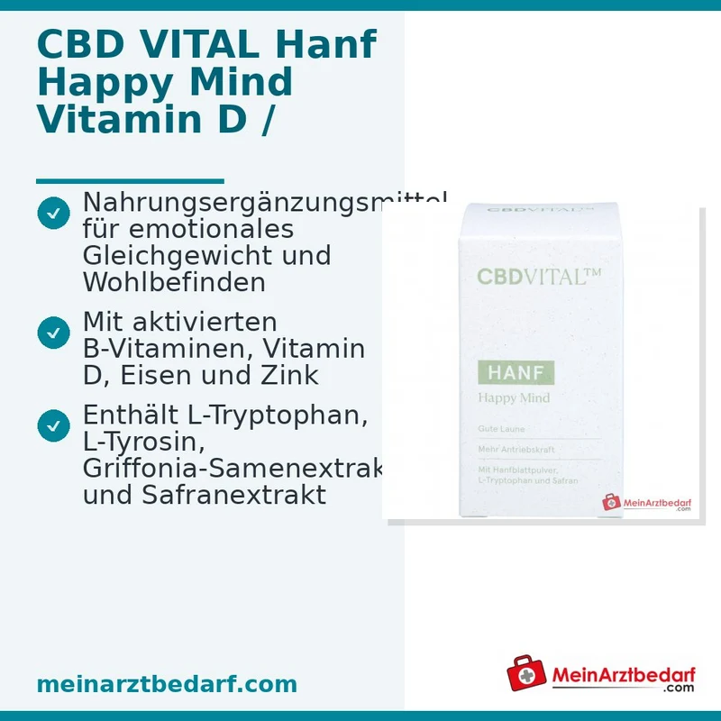 CBD VITAL Hanf Happy Mind Kapseln mit Griffonia (5‑HTP) 60 Stück