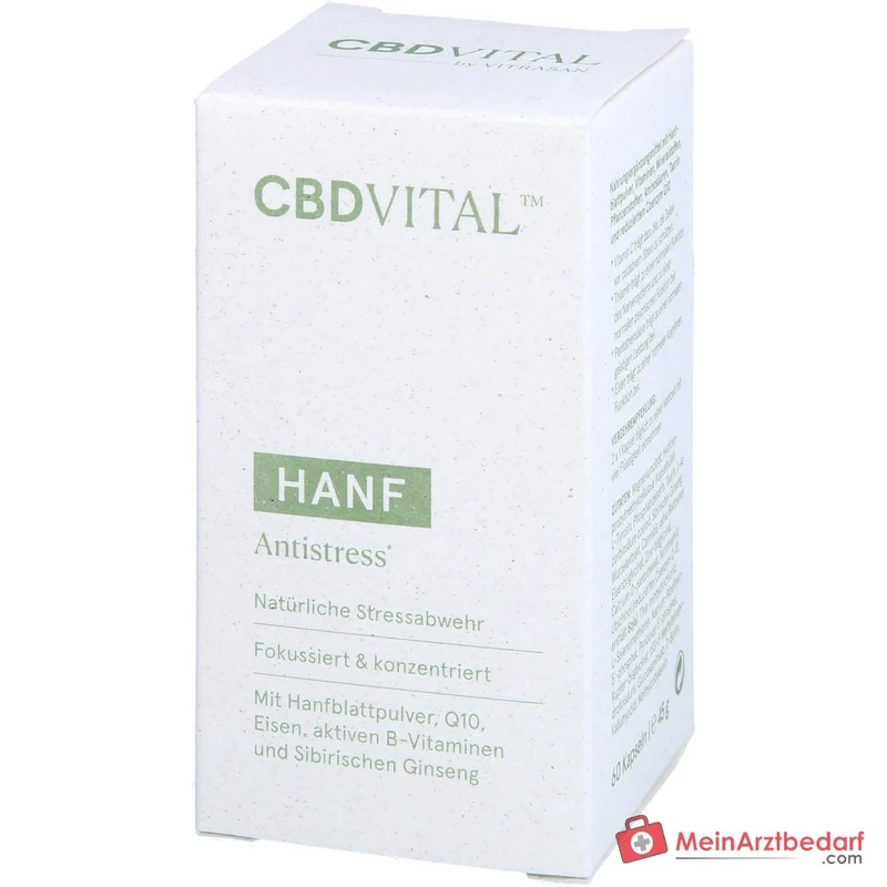 CBD VITAL Hanf Anti Stress Kapseln mit Eisen, aktivierten B‑Vitaminen und Sibirischem Ginseng 60 Kapseln