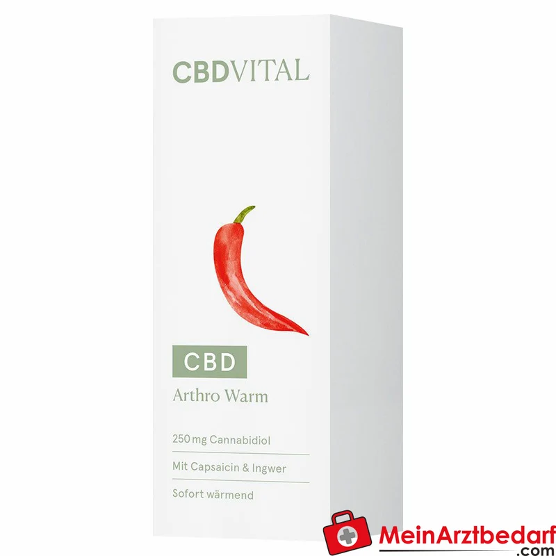 CBD Vital Arthro Warm Cannabidiol / Boswellia-Extrakt / MSM / Menthol / Kampfer / Orangenöl / Ingwer-Extrakt / Capsicum-Extrakt / Panthenol / Gewürznelkenöl / Aloe Vera Wärmecreme, 100 ml