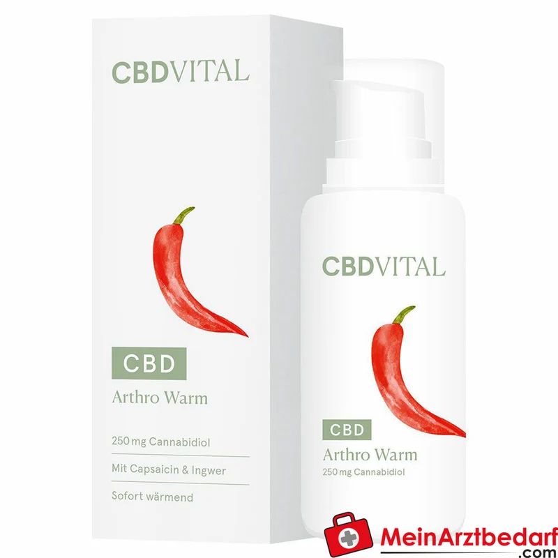 CBD Vital Arthro Warm Cannabidiol / Boswellia-Extrakt / MSM / Menthol / Kampfer / Orangenöl / Ingwer-Extrakt / Capsicum-Extrakt / Panthenol / Gewürznelkenöl / Aloe Vera Wärmecreme, 100 ml