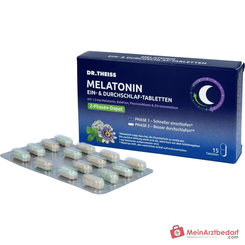 Dr. Theiss Ein- & Durchschlaf-Tabletten Melatonin 1,5 mg Tabletten 15 Stück