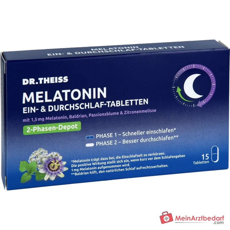 Dr. Theiss Ein- & Durchschlaf-Tabletten Melatonin 1,5 mg Tabletten 15 Stück