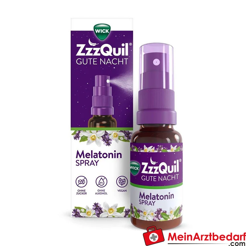 WICK ZzzQuil Gute Nacht Spray Melatonin 1–1,5 mg pro Dosis Einschlafspray 30 ml