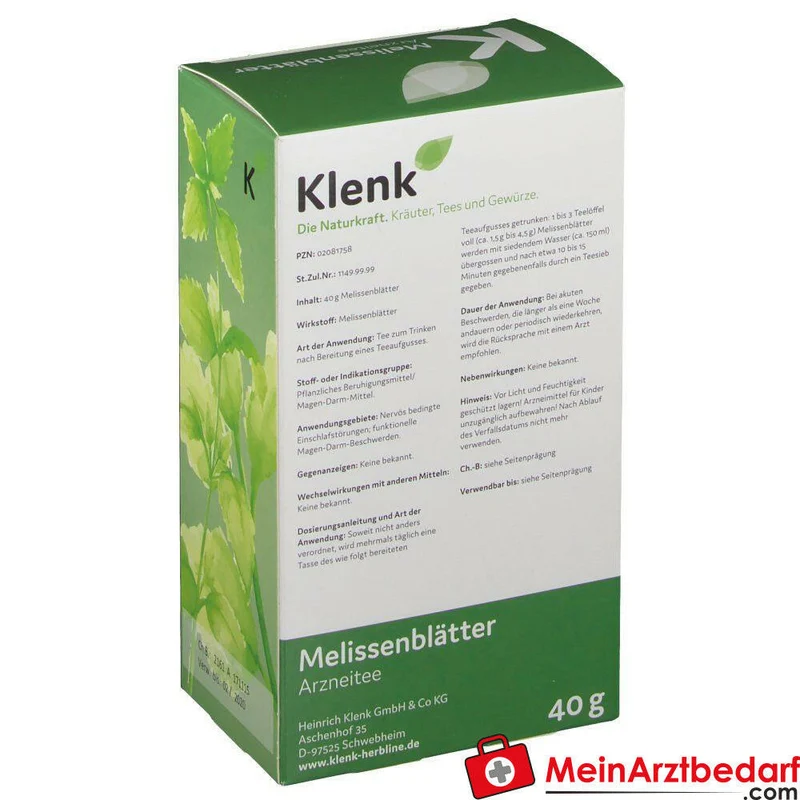 Klenk Melissenblätter Tee 1000 mg Teeaufguss